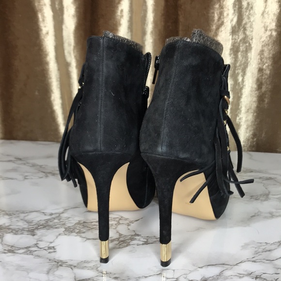 Guess fringe peep toe ankle booties size 9 black - Picture 4 of 7